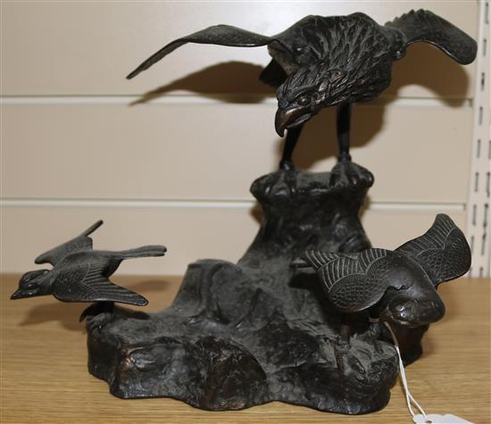 A Japanese bronze eagle group